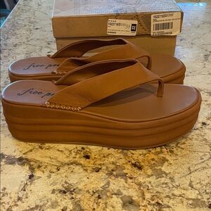 Free People Tan Platform Sandals